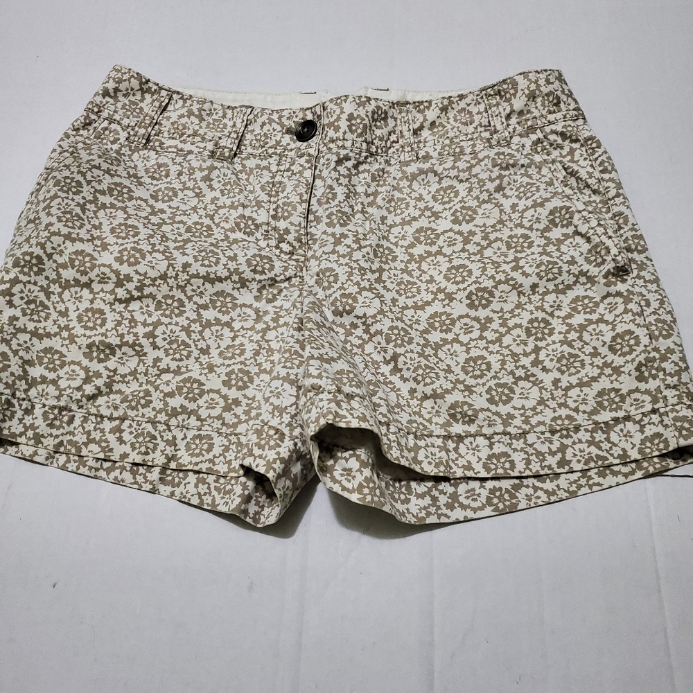 LOFT Tan Boho Floral Dressy Preppy Cotton Chino Shorts 4